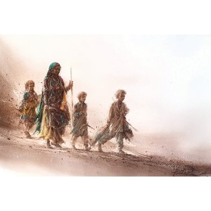 Ali Abbas,Gard Baad (Dusty wind),15 x 22 inch, Watercolor on Paper, Figurative Painting-AC-AAB-284